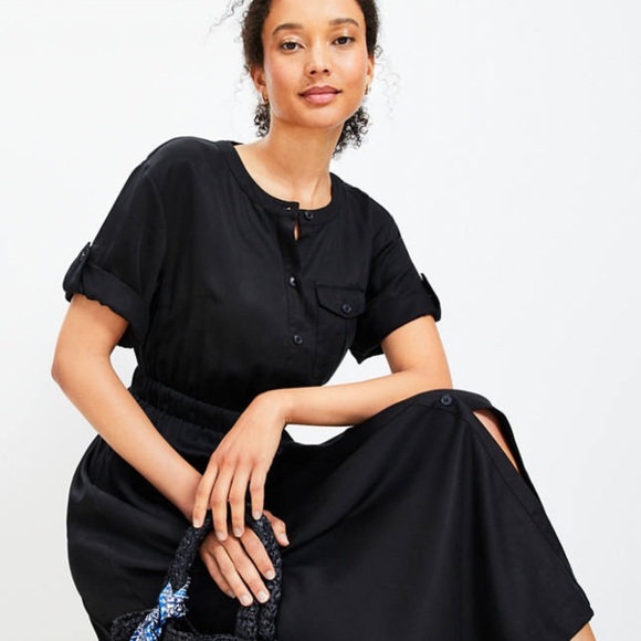 LOFT Dresses & Skirts - NWT ~ LOFT Black Utility Pocket Button-Up Dress